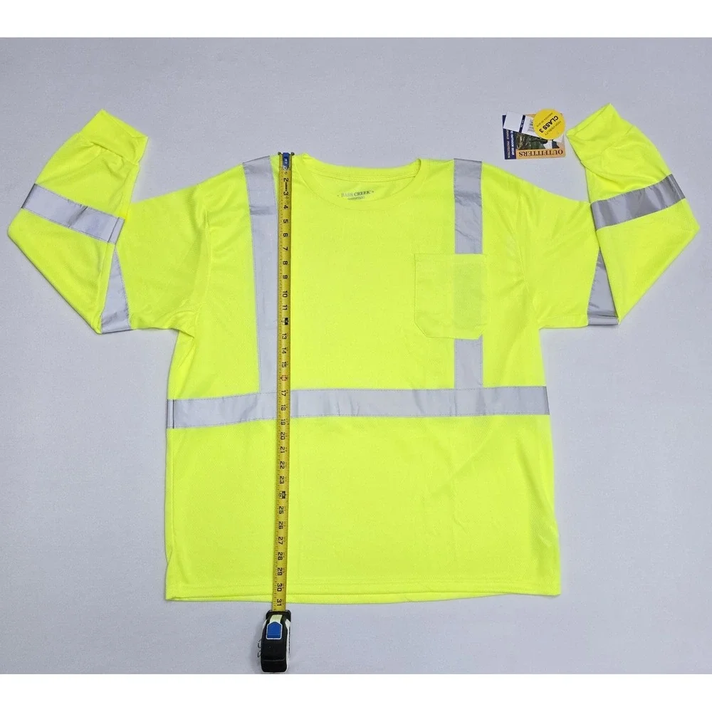 Bass Creek Outfitters Hi Vis Long Sleeve Shirt Neon Yellow Class 3 2XL BO451167